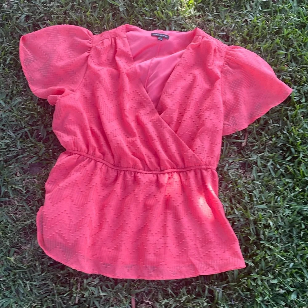 LANE BRYANT size 14/16 coral orange layered open front shirt top blouse
